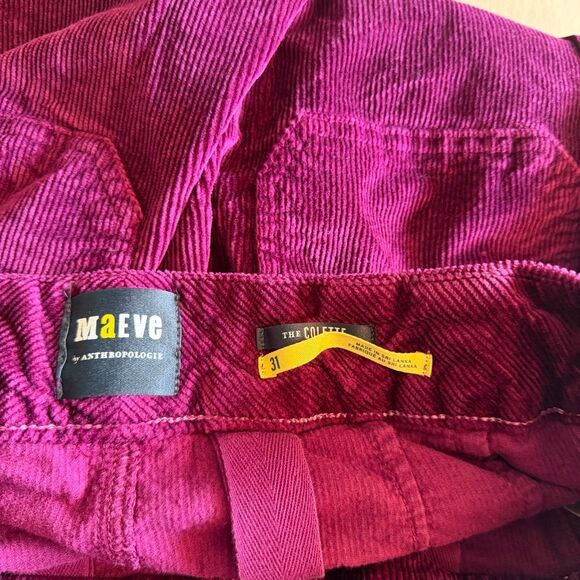 Anthropologie Maeve Colette Cropped Wide Leg Corduroy Pants Grape Purple size 31 - Picture 8 of 10